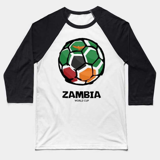 Zambia Football Country Flag Baseball T-Shirt by KewaleeTee